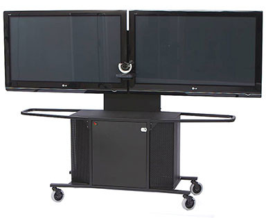Video Conference Cart Dual Monitor for 60"-80" Displays